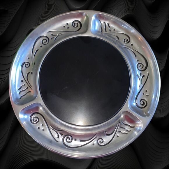 Lenox Spyro Metal Cheese and Cracker Marble Plate - Picture 3 of 9